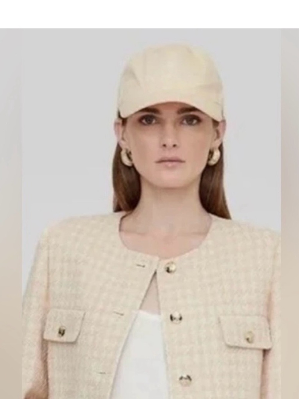 🎉 NWT Anine Bing Jeremy Baseball Cap Cream Orange 💯 Cotton - Picture 5 of 13